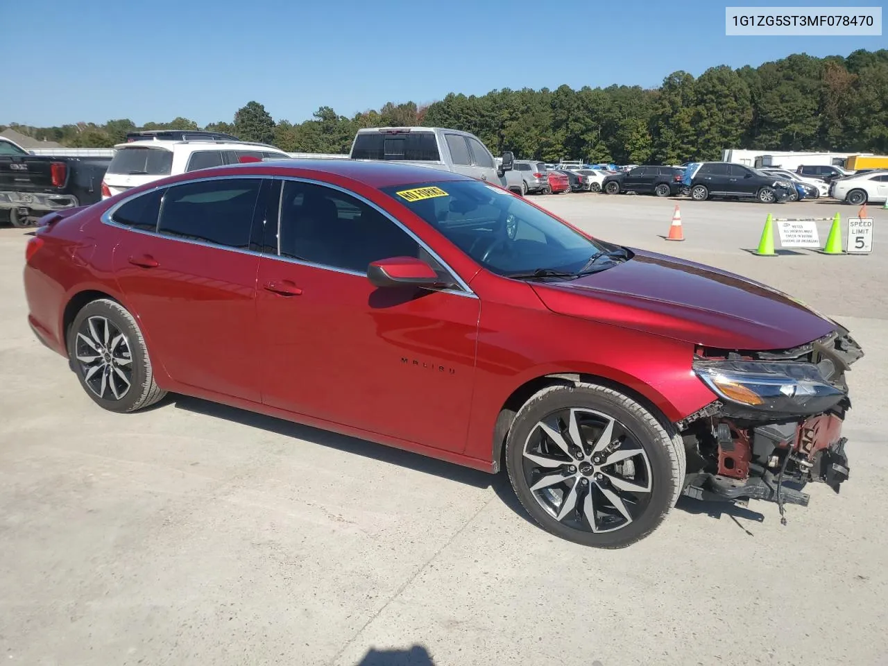 2021 Chevrolet Malibu Rs VIN: 1G1ZG5ST3MF078470 Lot: 75996904