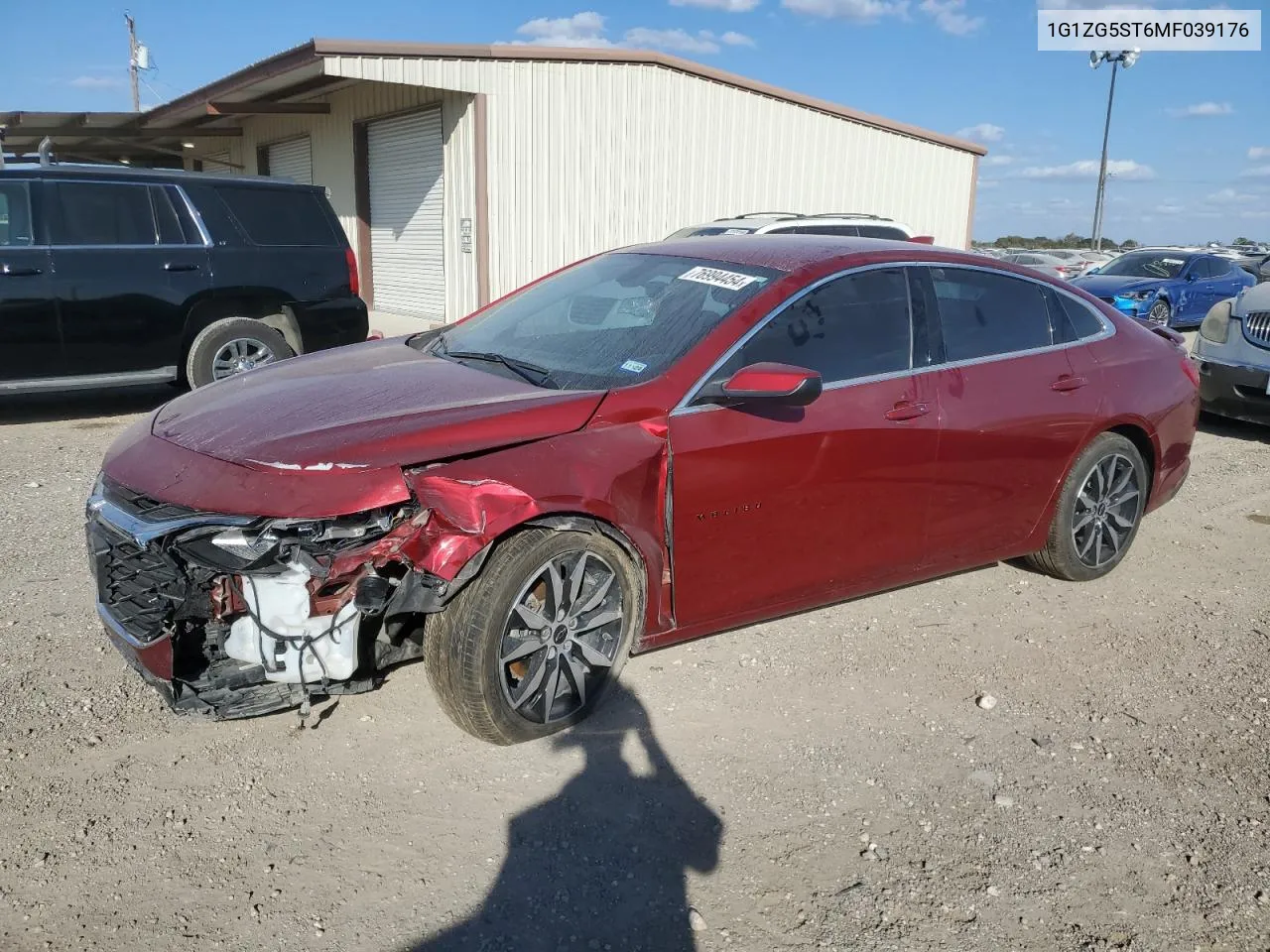 2021 Chevrolet Malibu Rs VIN: 1G1ZG5ST6MF039176 Lot: 76994454