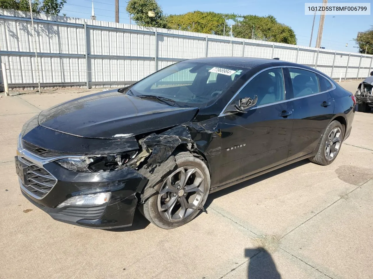 2021 Chevrolet Malibu Lt VIN: 1G1ZD5ST8MF006799 Lot: 77968984