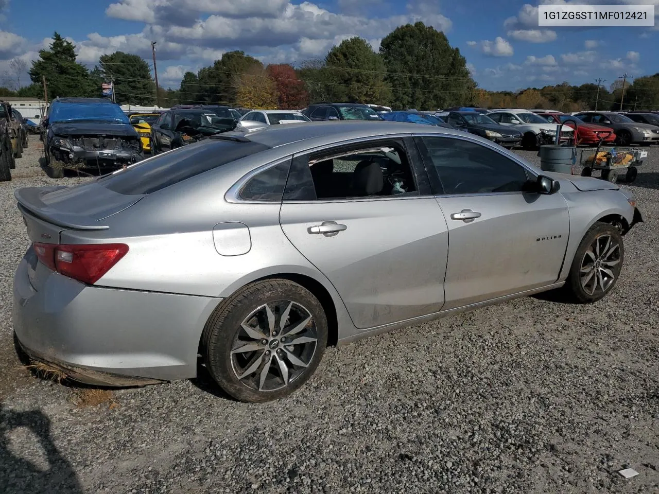 2021 Chevrolet Malibu Rs VIN: 1G1ZG5ST1MF012421 Lot: 78520544