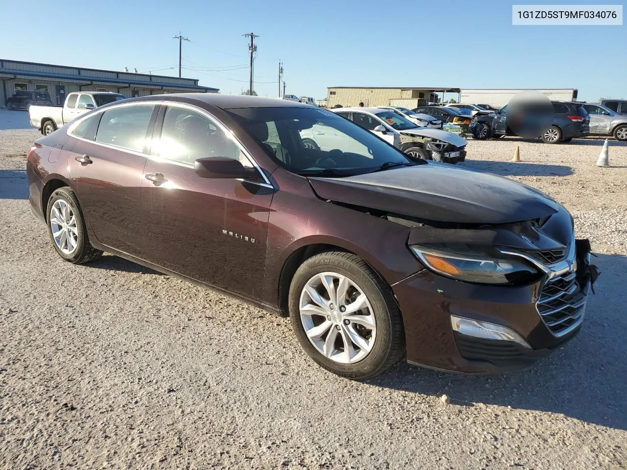 2021 Chevrolet Malibu Lt VIN: 1G1ZD5ST9MF034076 Lot: 79757834