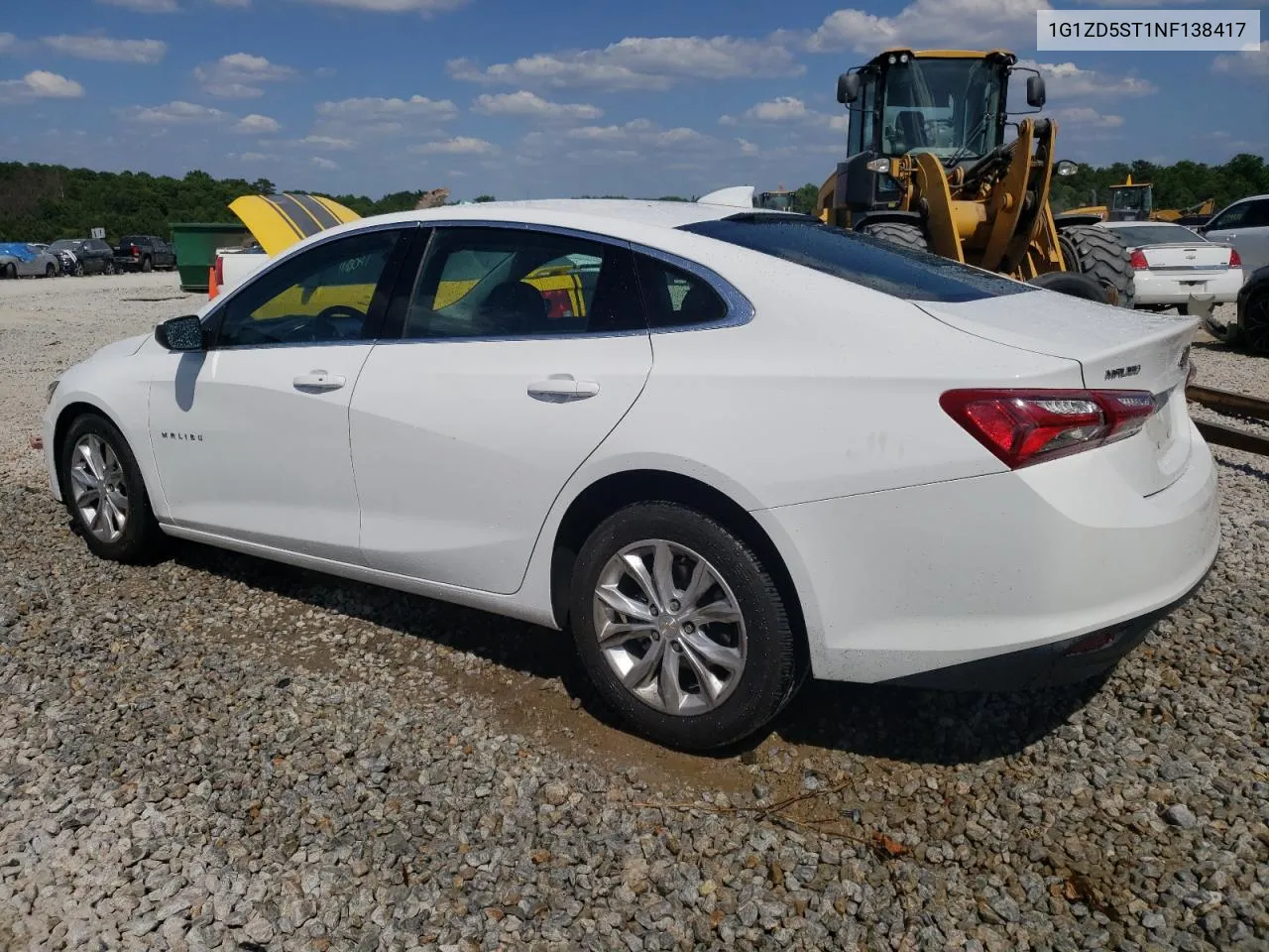 2022 Chevrolet Malibu Lt VIN: 1G1ZD5ST1NF138417 Lot: 60457334