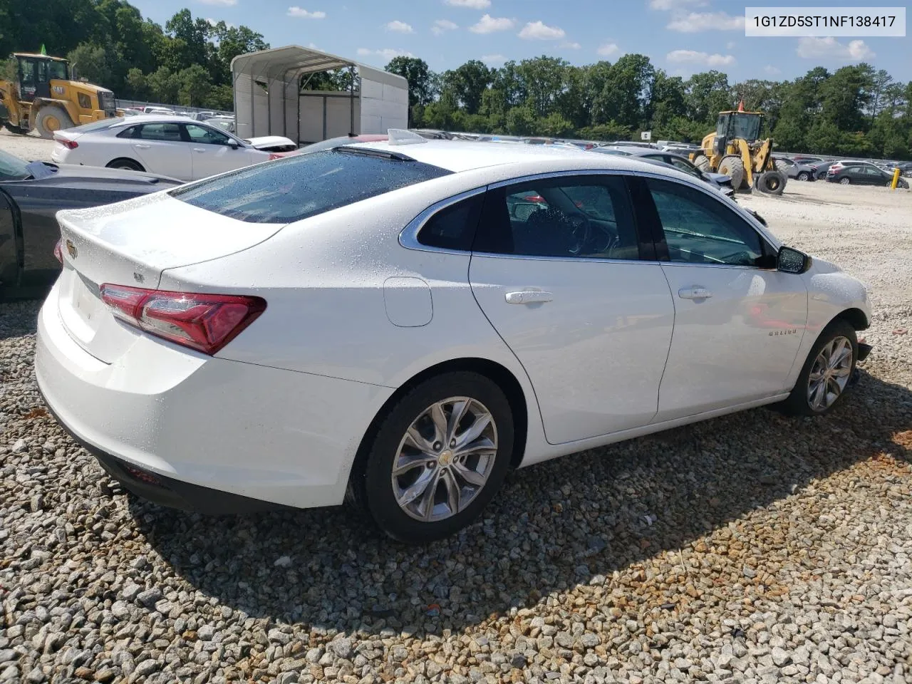 2022 Chevrolet Malibu Lt VIN: 1G1ZD5ST1NF138417 Lot: 60457334