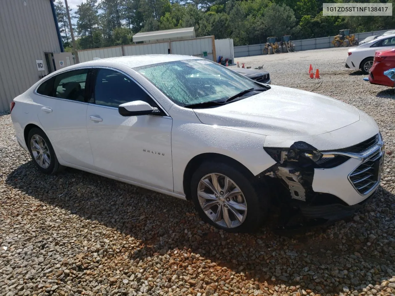 2022 Chevrolet Malibu Lt VIN: 1G1ZD5ST1NF138417 Lot: 60457334