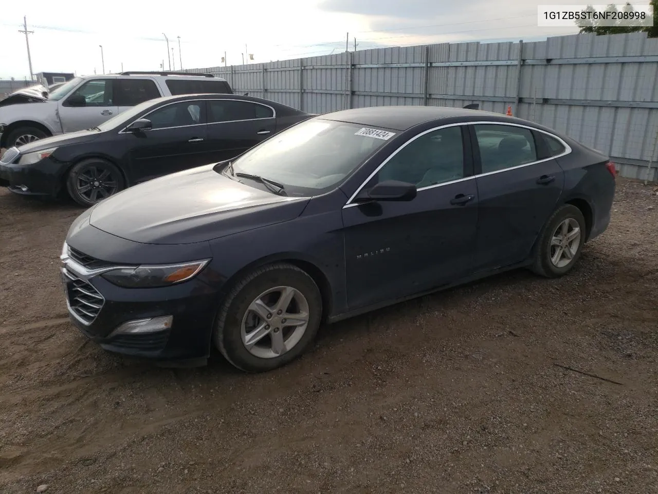 2022 Chevrolet Malibu Ls VIN: 1G1ZB5ST6NF208998 Lot: 70881424