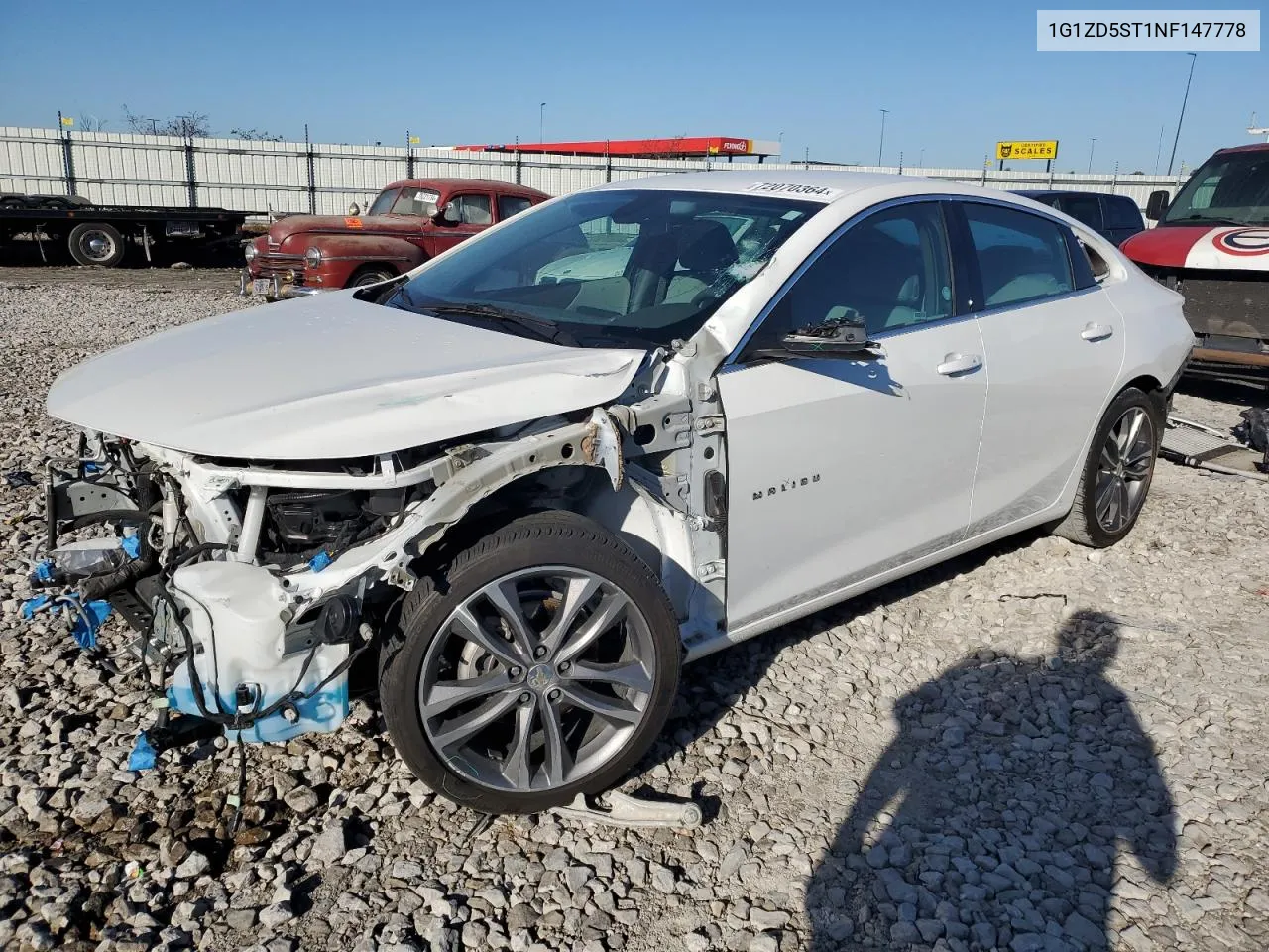 2022 Chevrolet Malibu Lt VIN: 1G1ZD5ST1NF147778 Lot: 72070364