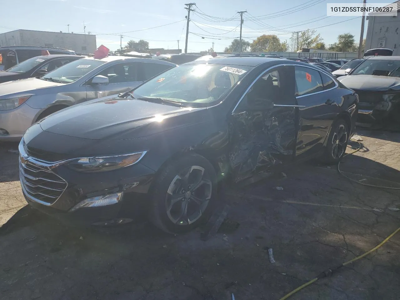 2022 Chevrolet Malibu Lt VIN: 1G1ZD5ST8NF106287 Lot: 76011264