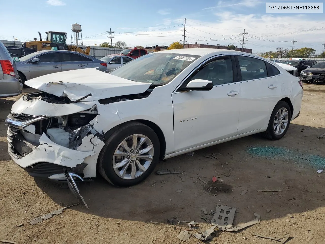 2022 Chevrolet Malibu Lt VIN: 1G1ZD5ST7NF113358 Lot: 76987724