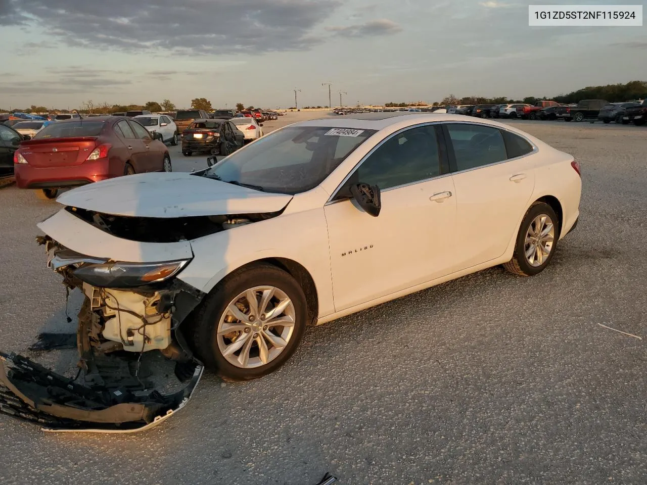 2022 Chevrolet Malibu Lt VIN: 1G1ZD5ST2NF115924 Lot: 77404984