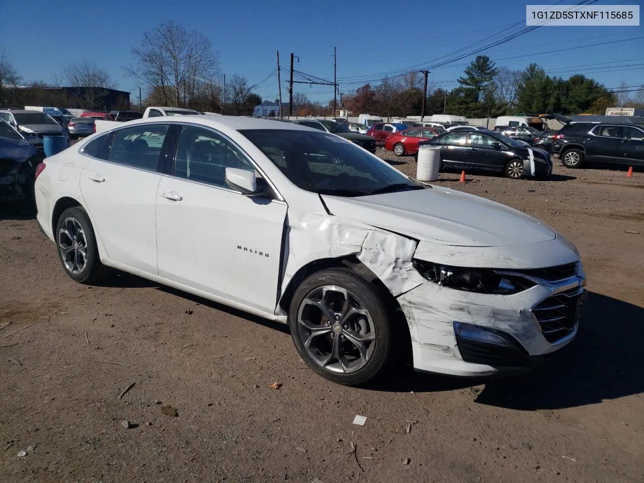 2022 Chevrolet Malibu Lt VIN: 1G1ZD5STXNF115685 Lot: 79951304