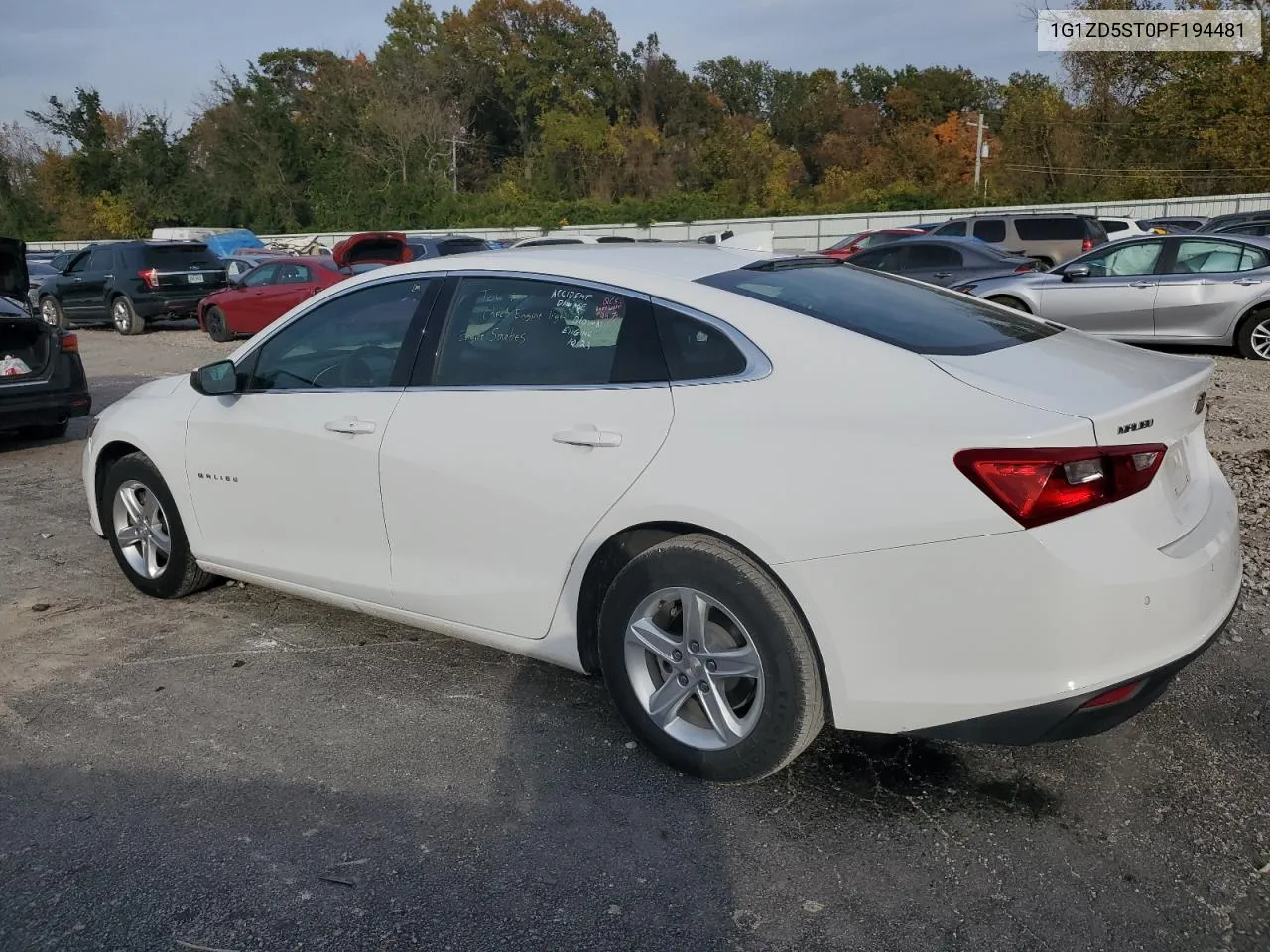 2023 Chevrolet Malibu Lt VIN: 1G1ZD5ST0PF194481 Lot: 78284304