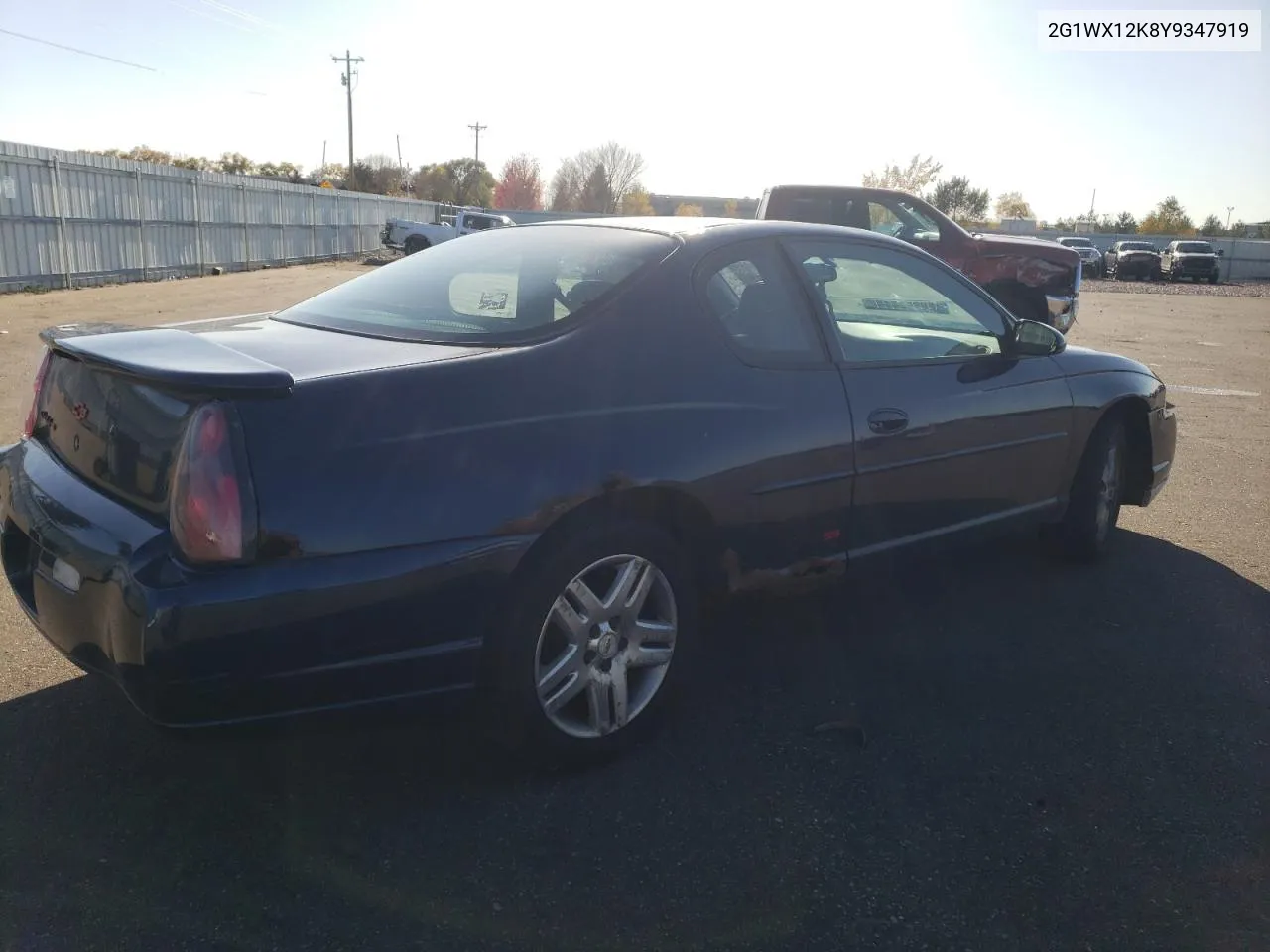 2000 Chevrolet Monte Carlo Ss VIN: 2G1WX12K8Y9347919 Lot: 78085604