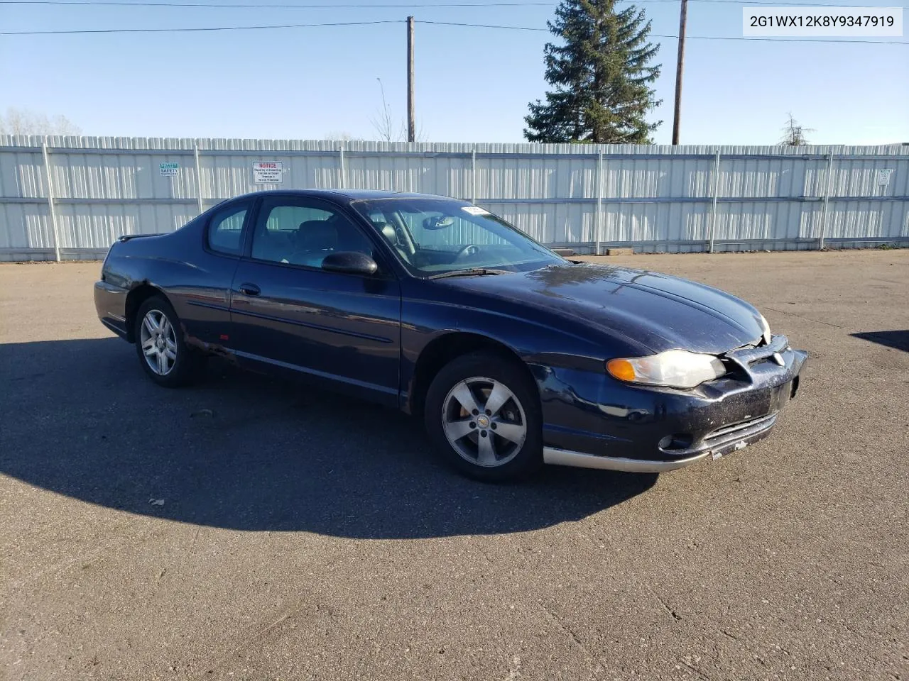 2000 Chevrolet Monte Carlo Ss VIN: 2G1WX12K8Y9347919 Lot: 78085604