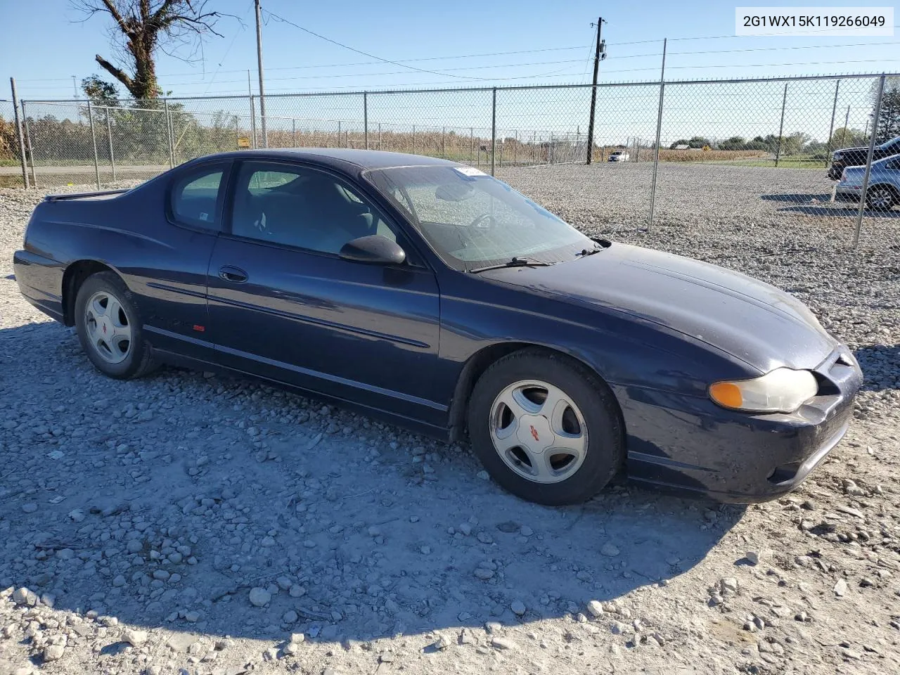 2001 Chevrolet Monte Carlo Ss VIN: 2G1WX15K119266049 Lot: 74937294