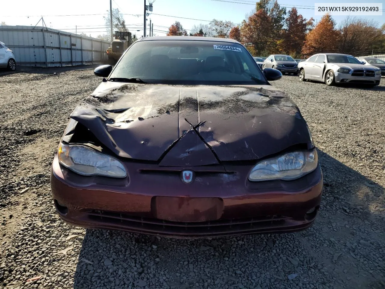 2002 Chevrolet Monte Carlo Ss VIN: 2G1WX15K929192493 Lot: 76564434