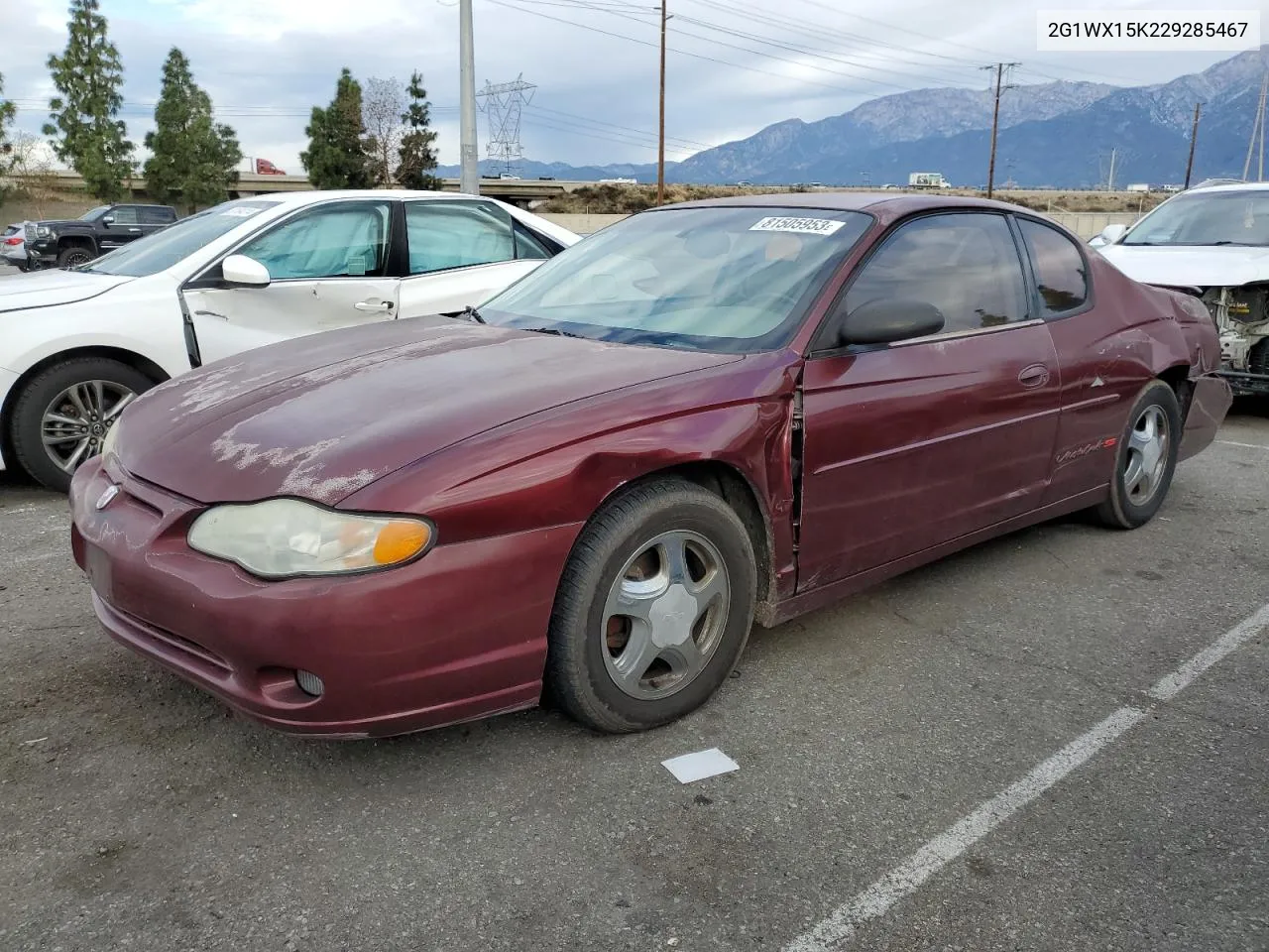 2002 Chevrolet Monte Carlo Ss VIN: 2G1WX15K229285467 Lot: 81505953