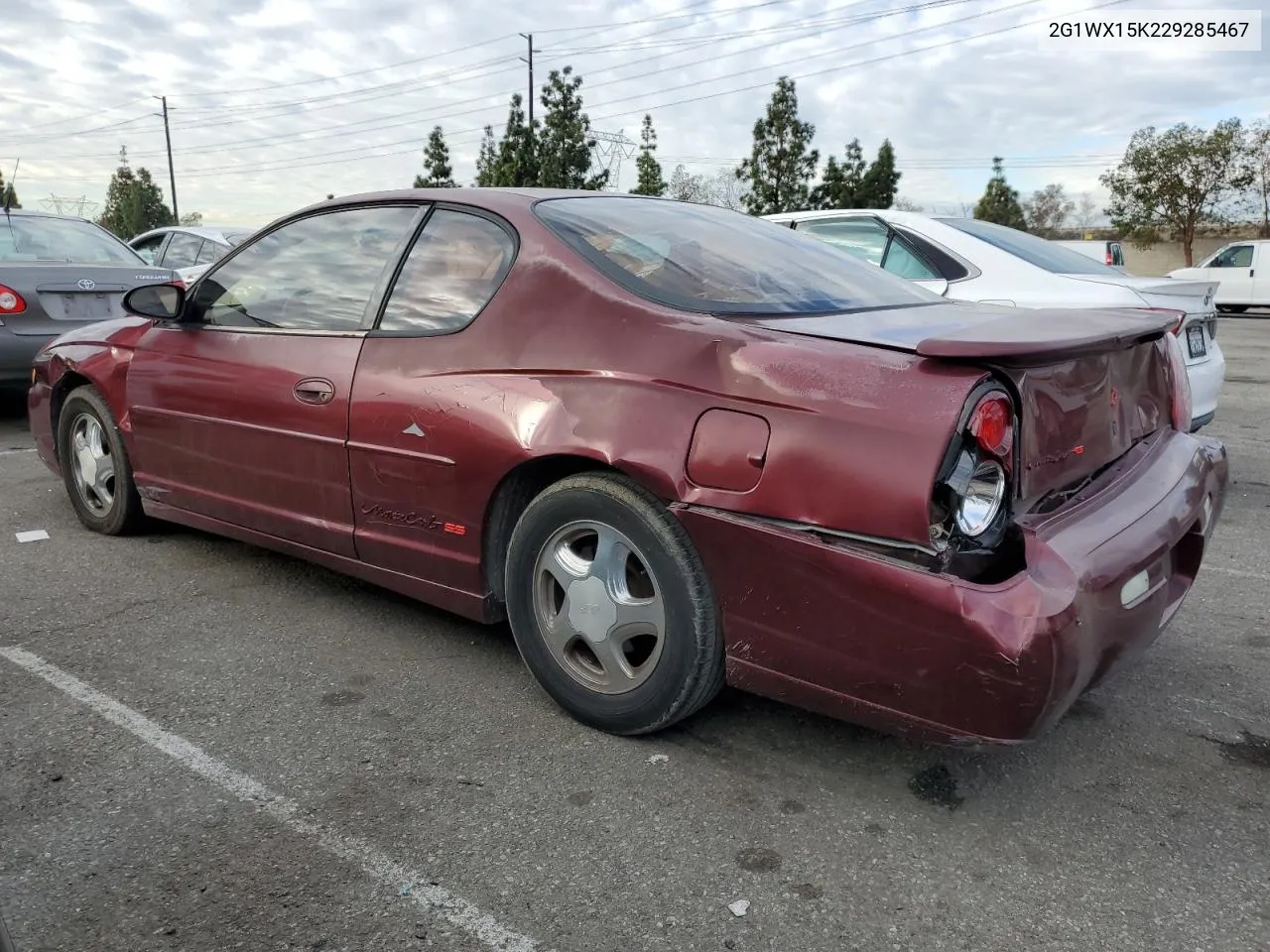 2002 Chevrolet Monte Carlo Ss VIN: 2G1WX15K229285467 Lot: 81505953