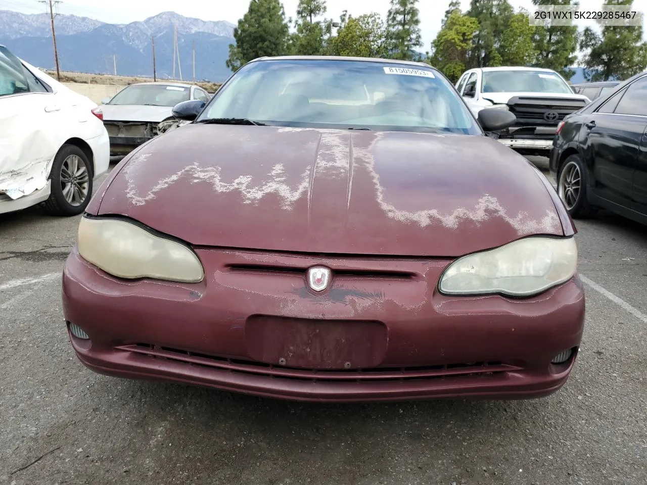 2002 Chevrolet Monte Carlo Ss VIN: 2G1WX15K229285467 Lot: 81505953