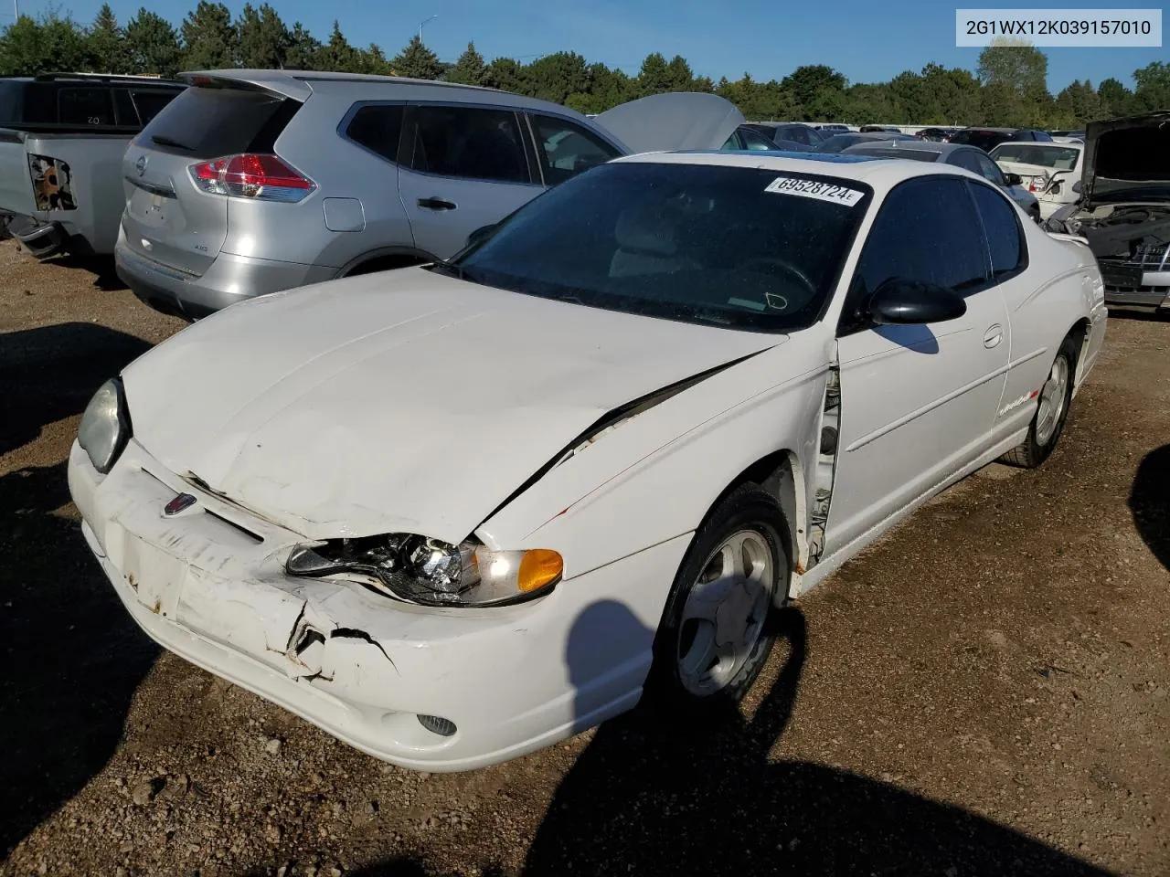 2003 Chevrolet Monte Carlo Ss VIN: 2G1WX12K039157010 Lot: 69528724