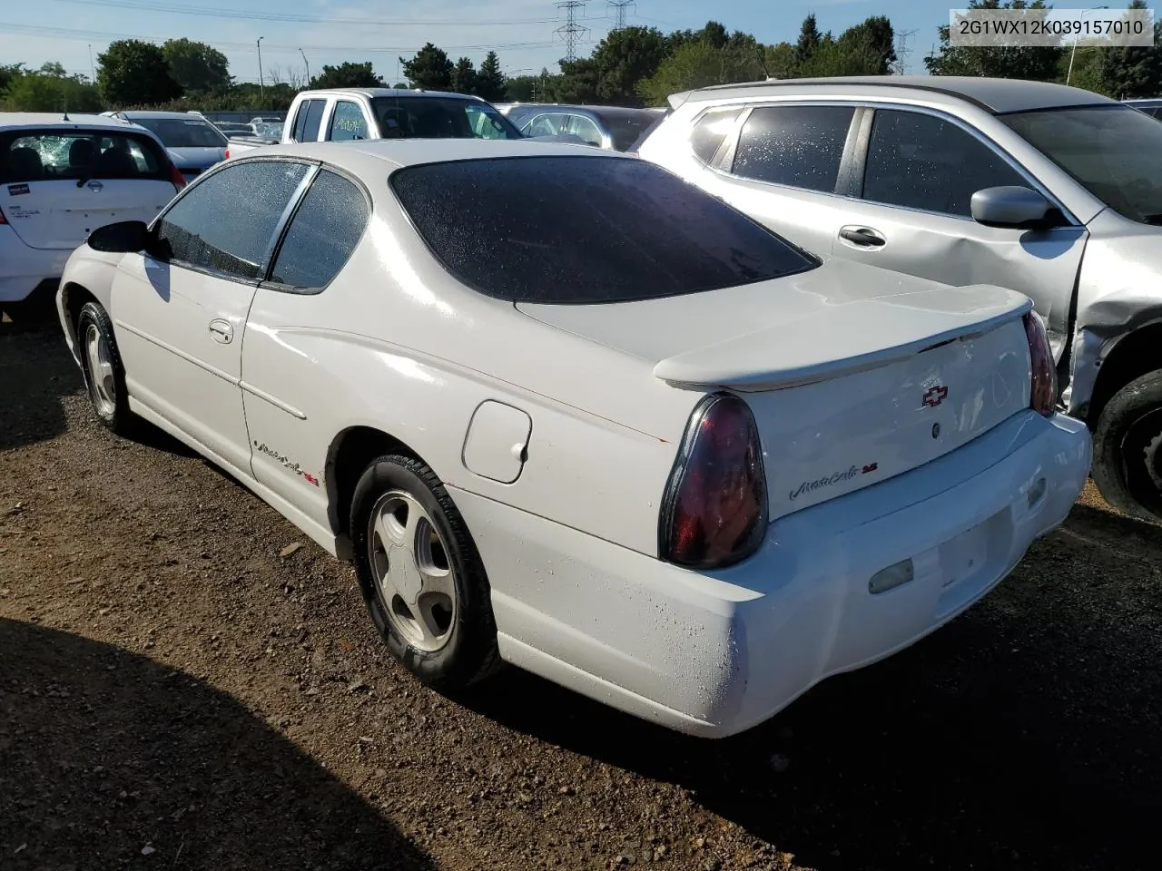 2003 Chevrolet Monte Carlo Ss VIN: 2G1WX12K039157010 Lot: 69528724