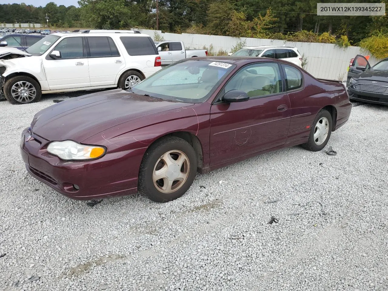 2003 Chevrolet Monte Carlo Ss VIN: 2G1WX12K139345227 Lot: 74291314