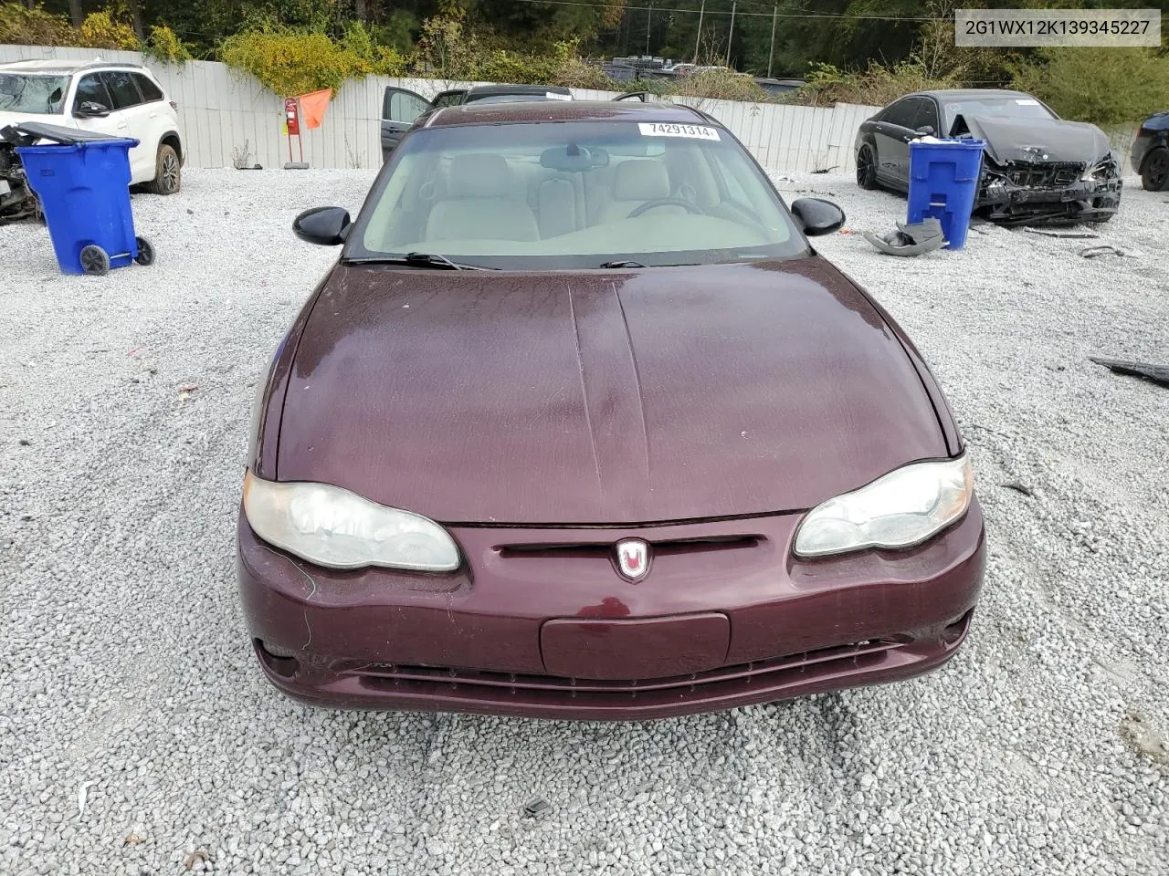 2003 Chevrolet Monte Carlo Ss VIN: 2G1WX12K139345227 Lot: 74291314