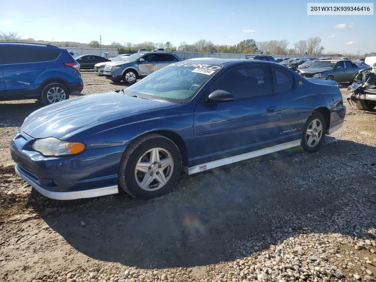 2003 Chevrolet Monte Carlo Ss VIN: 2G1WX12K939346416 Lot: 79191894