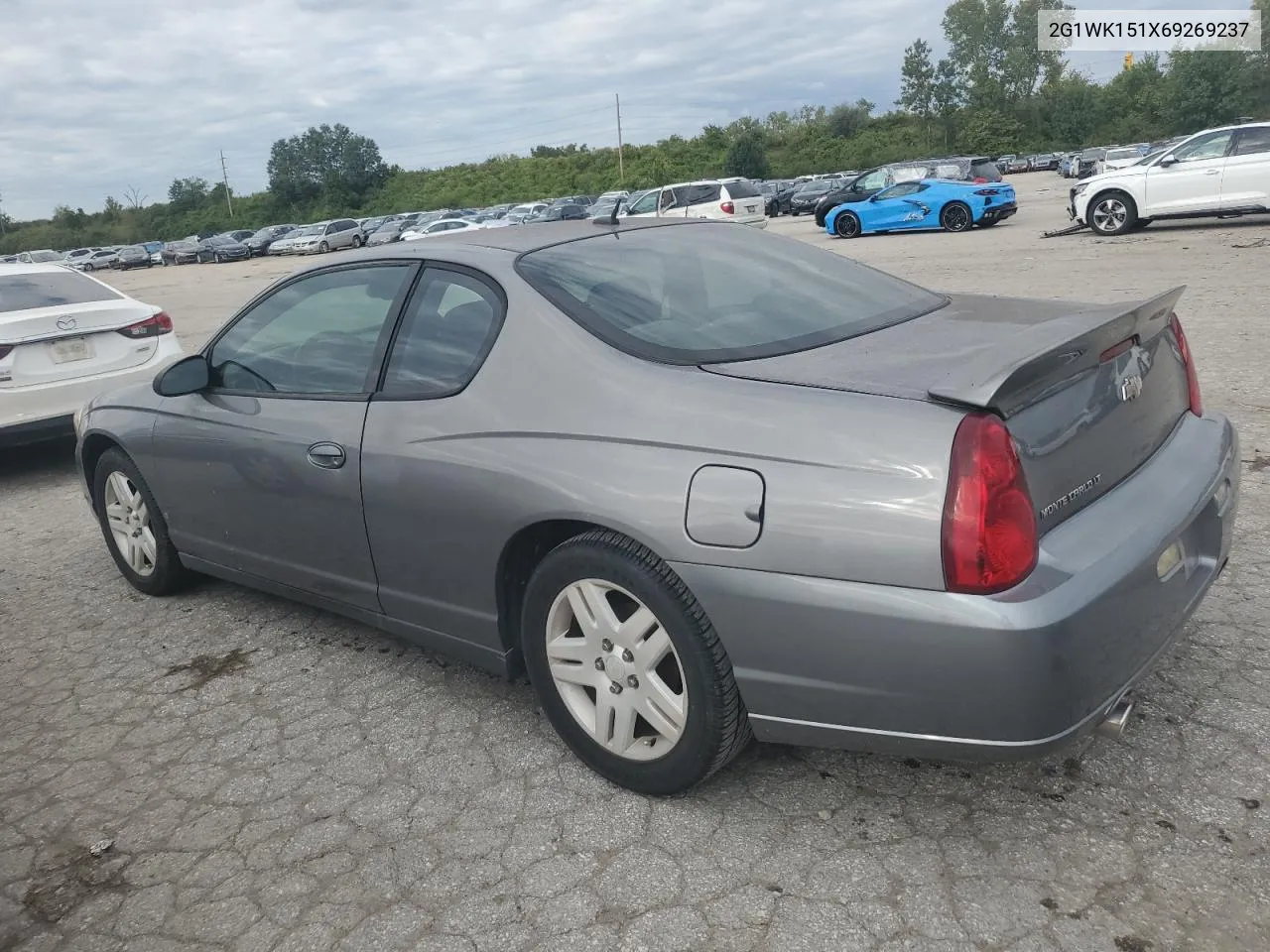 2006 Chevrolet Monte Carlo Lt VIN: 2G1WK151X69269237 Lot: 72879794