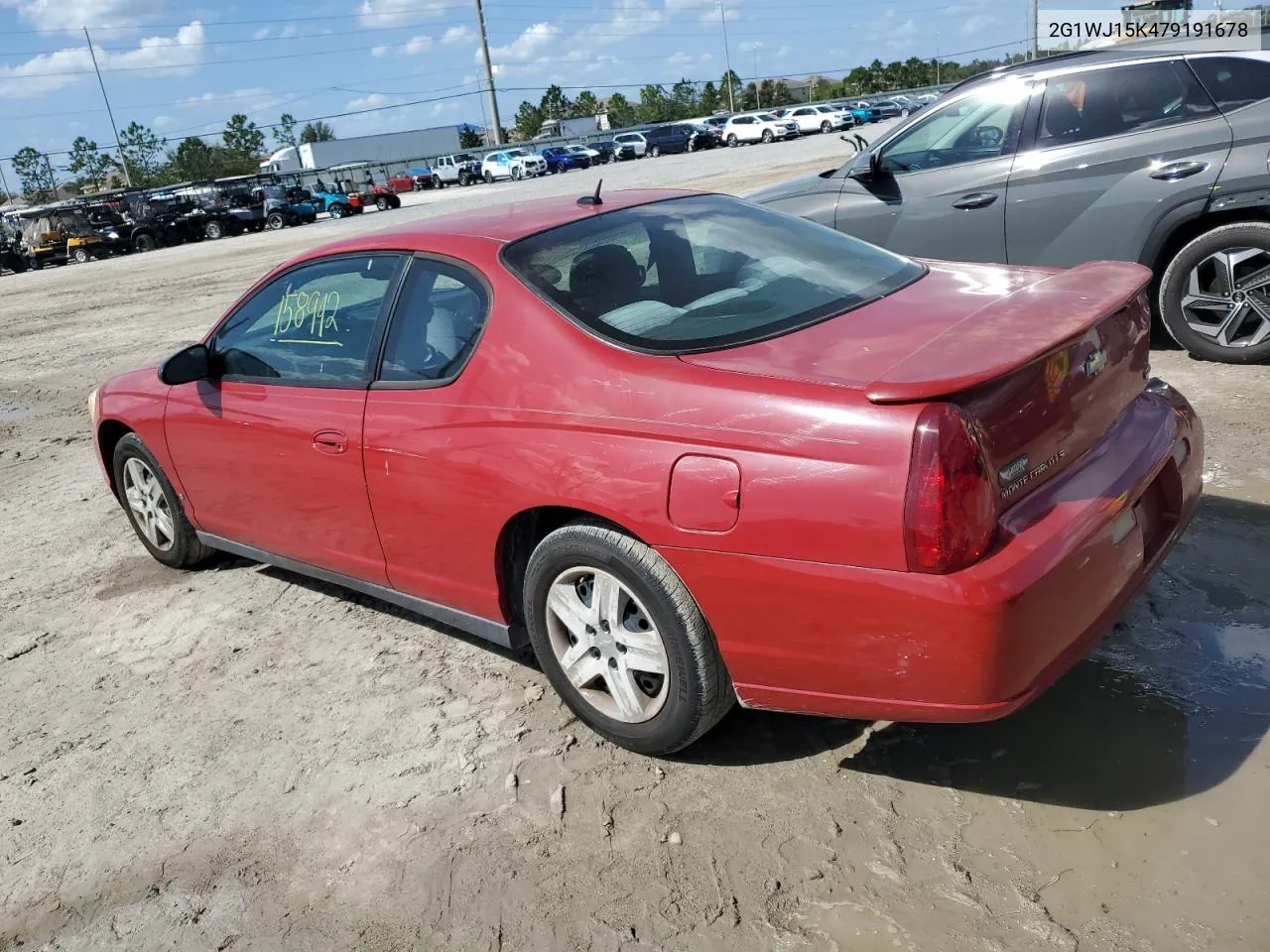 2007 Chevrolet Monte Carlo Ls VIN: 2G1WJ15K479191678 Lot: 77086664