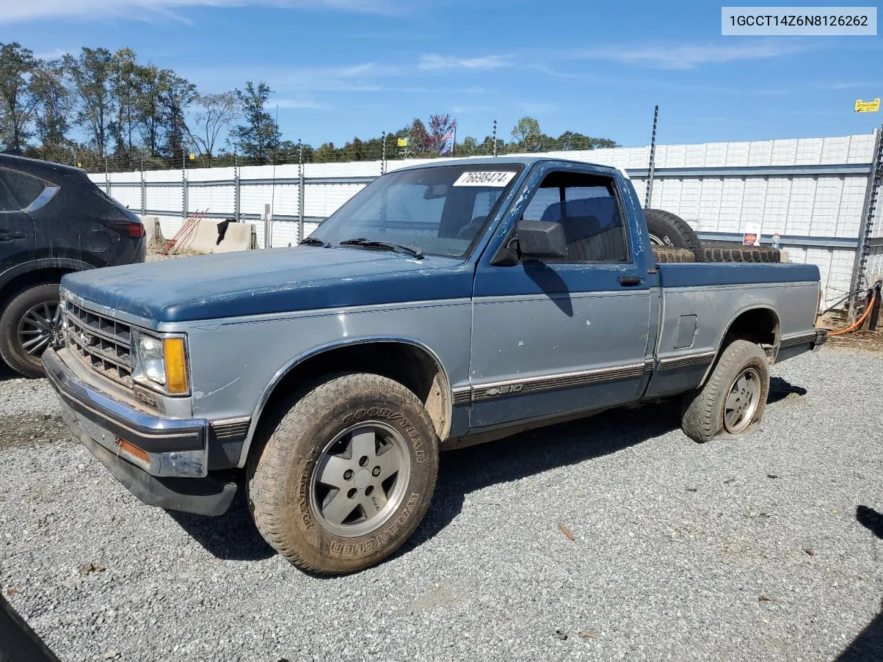 1992 Chevrolet S Truck S10 VIN: 1GCCT14Z6N8126262 Lot: 76698474