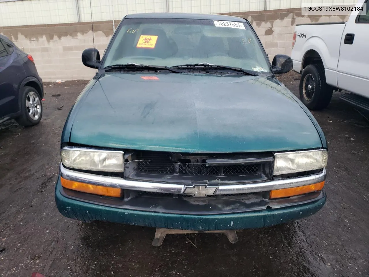 1998 Chevrolet S Truck S10 VIN: 1GCCS19X8W8102184 Lot: 76232654