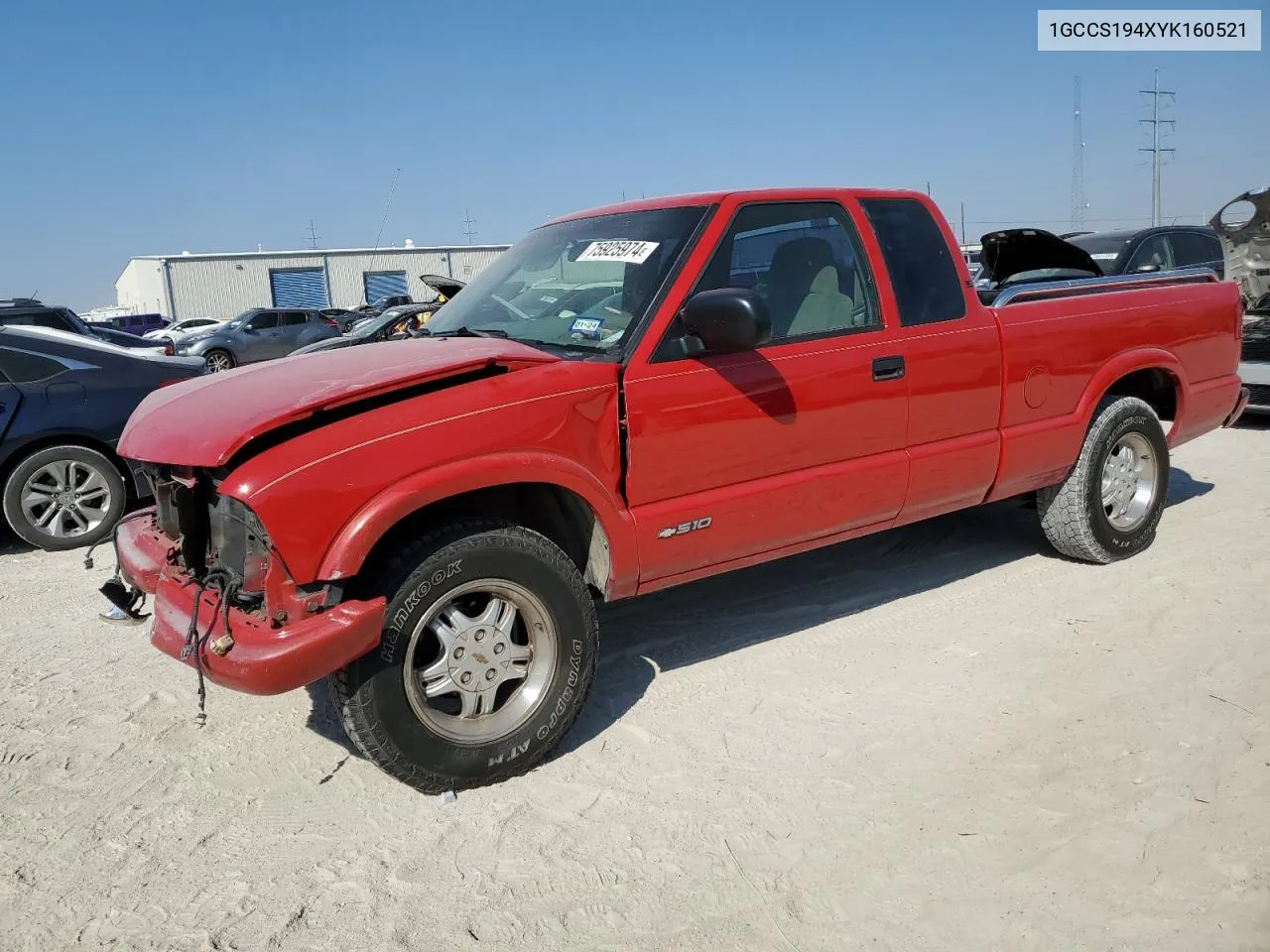 2000 Chevrolet S Truck S10 VIN: 1GCCS194XYK160521 Lot: 75925974