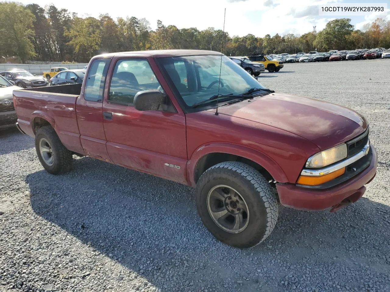 2000 Chevrolet S Truck S10 VIN: 1GCDT19W2YK287993 Lot: 77387844