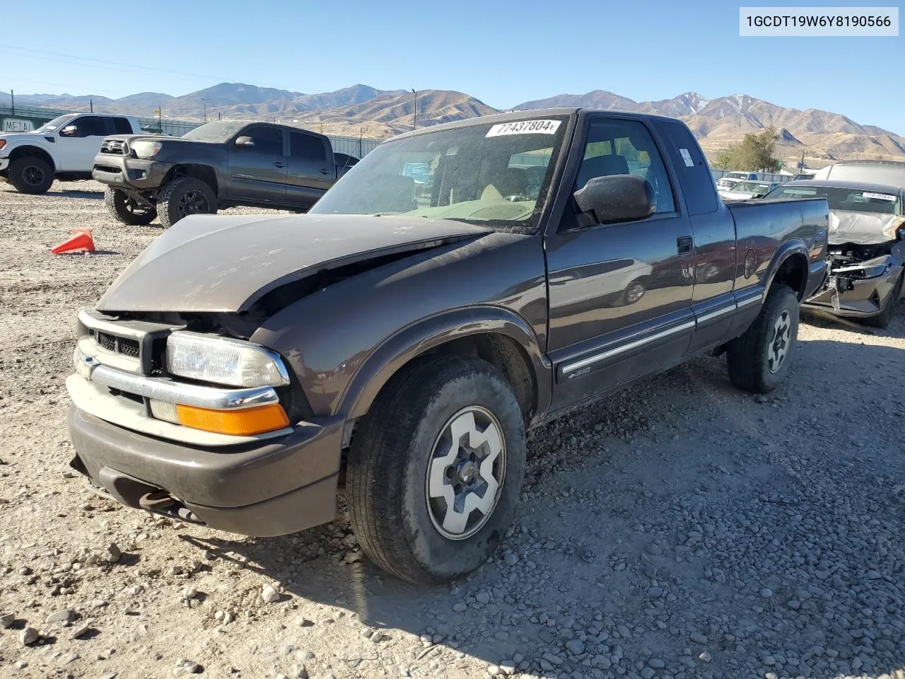 2000 Chevrolet S Truck S10 VIN: 1GCDT19W6Y8190566 Lot: 77437804