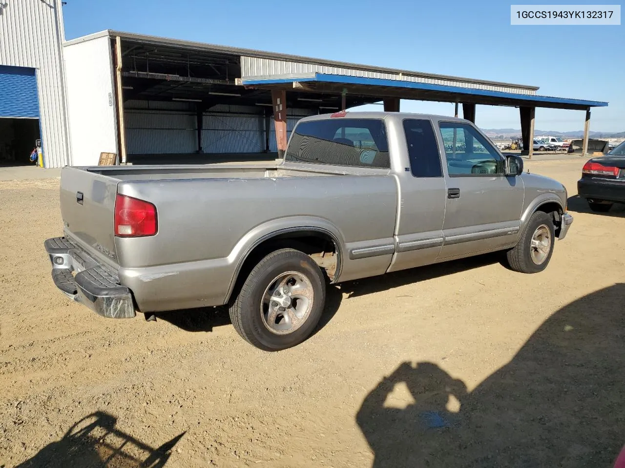 2000 Chevrolet S Truck S10 VIN: 1GCCS1943YK132317 Lot: 79939654