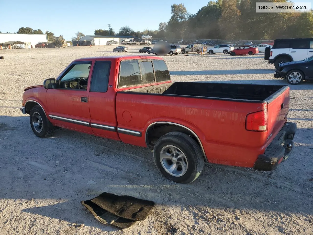 2001 Chevrolet S Truck S10 VIN: 1GCCS19W318252526 Lot: 75535554