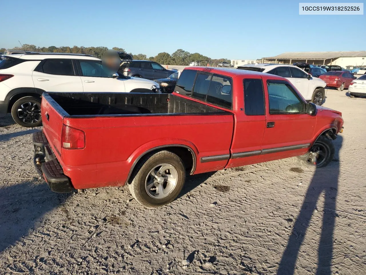 2001 Chevrolet S Truck S10 VIN: 1GCCS19W318252526 Lot: 75535554