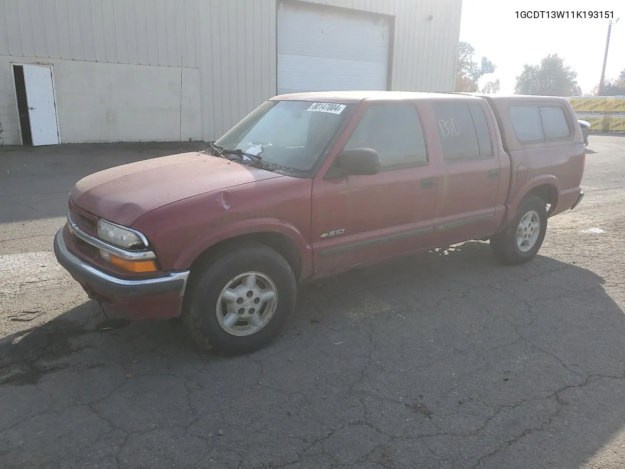 2001 Chevrolet S Truck S10 VIN: 1GCDT13W11K193151 Lot: 80147004