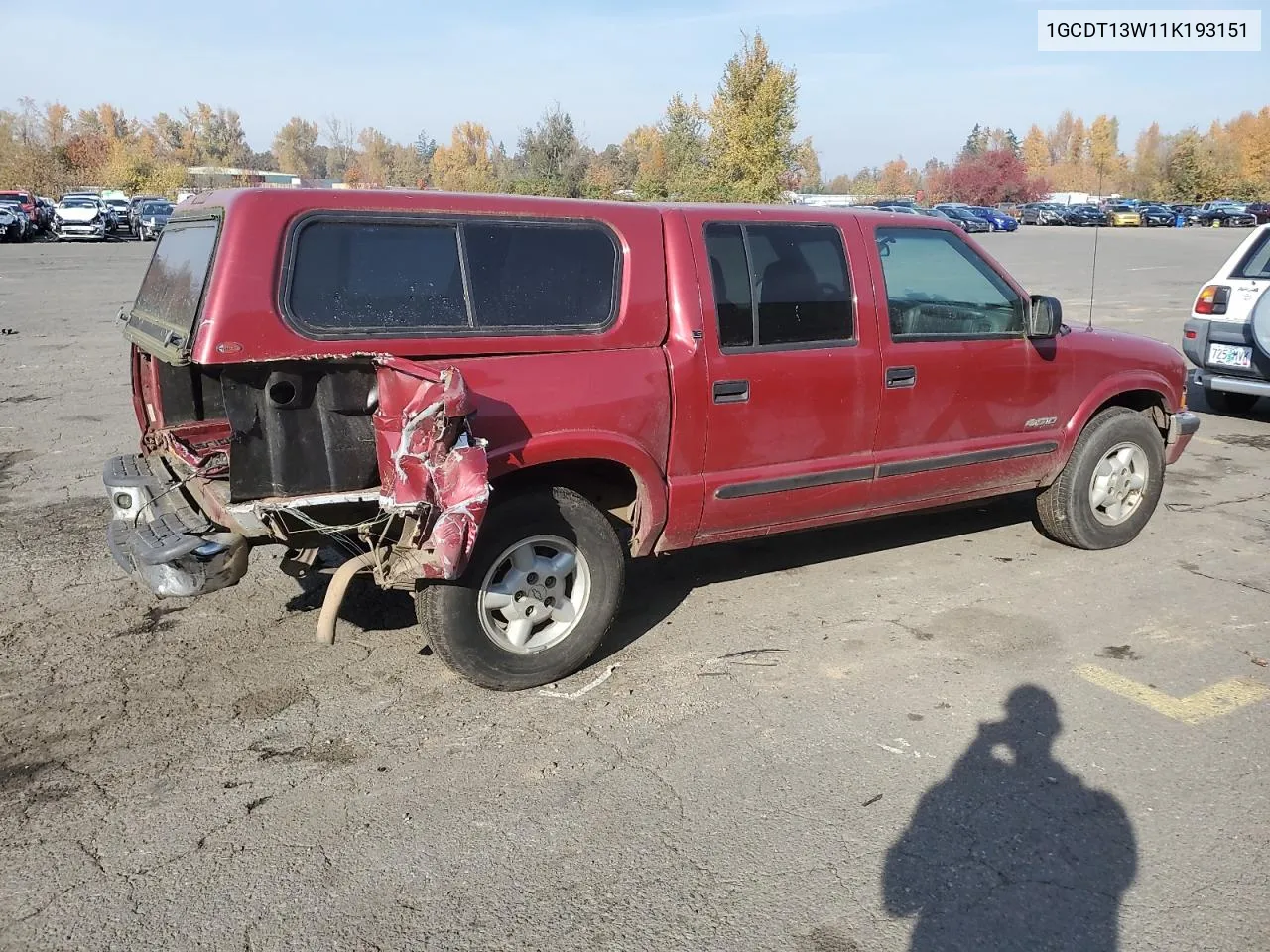 2001 Chevrolet S Truck S10 VIN: 1GCDT13W11K193151 Lot: 80147004