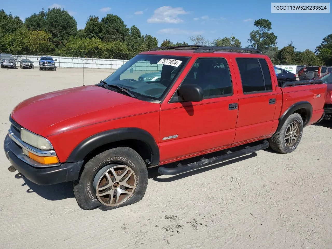 2002 Chevrolet S Truck S10 VIN: 1GCDT13W52K233524 Lot: 75771084