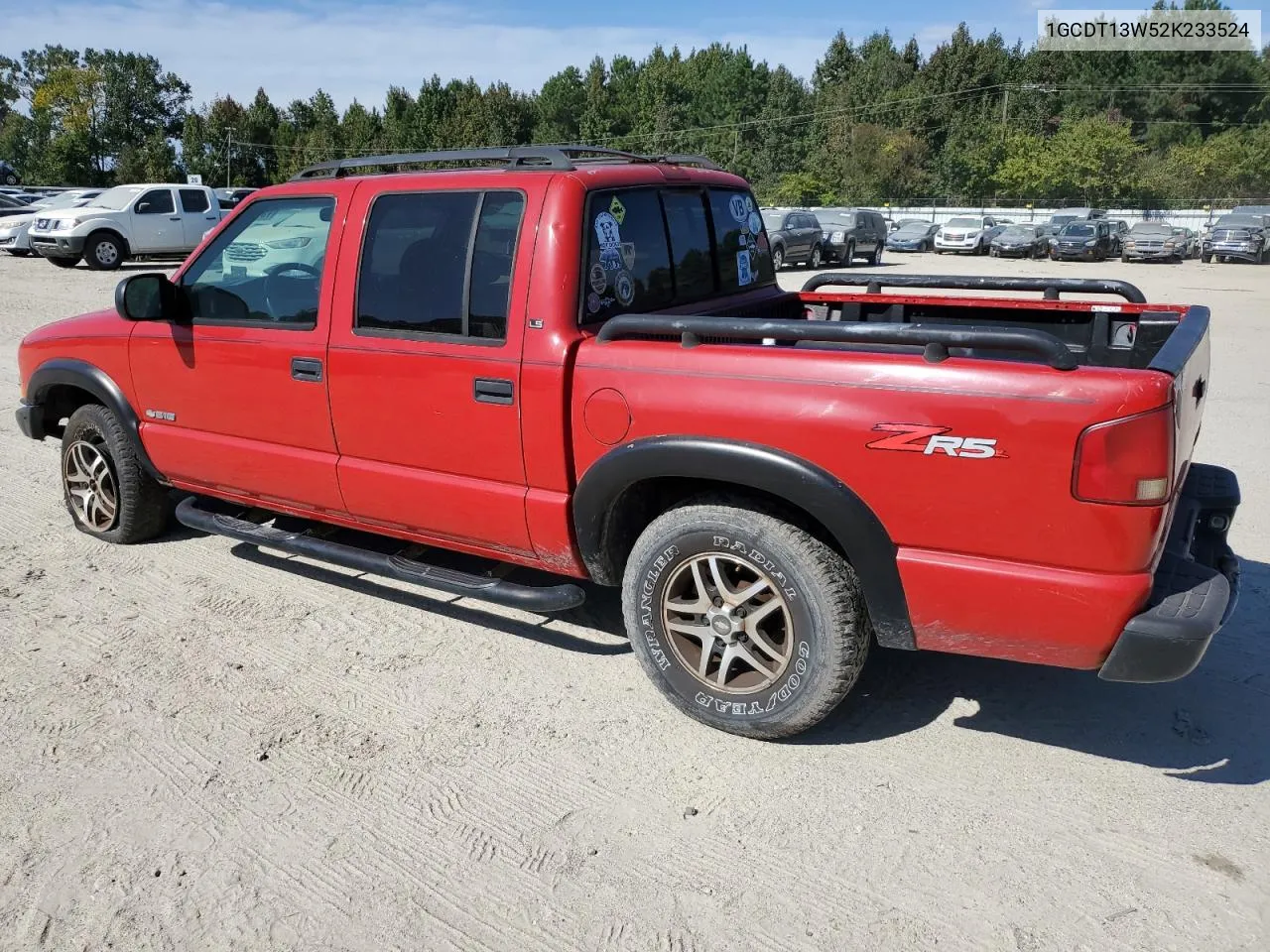 2002 Chevrolet S Truck S10 VIN: 1GCDT13W52K233524 Lot: 75771084