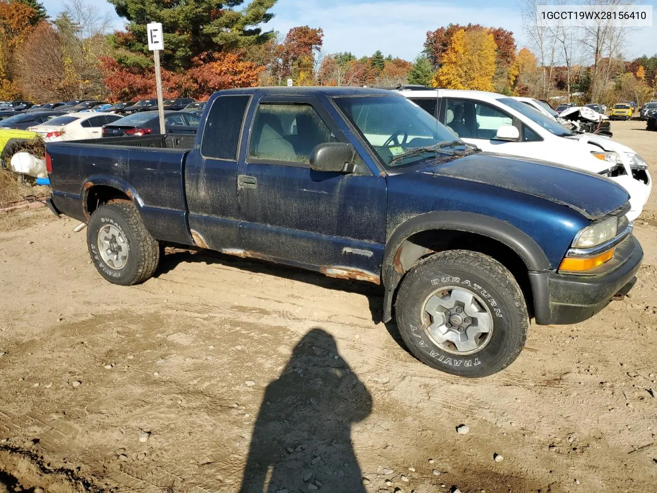 2002 Chevrolet S Truck S10 VIN: 1GCCT19WX28156410 Lot: 77406074