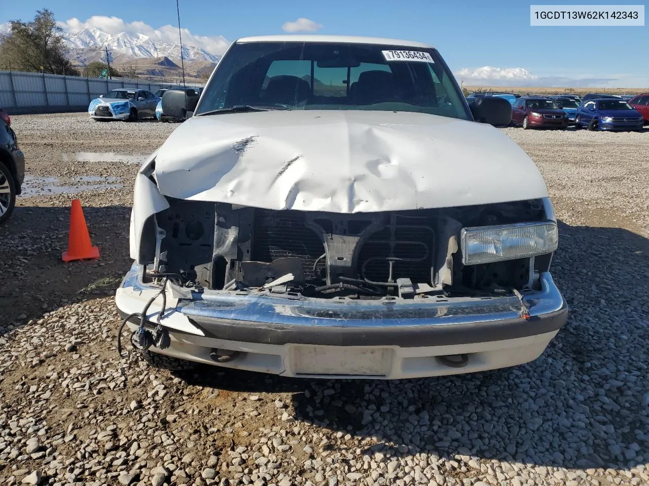 2002 Chevrolet S Truck S10 VIN: 1GCDT13W62K142343 Lot: 79136434