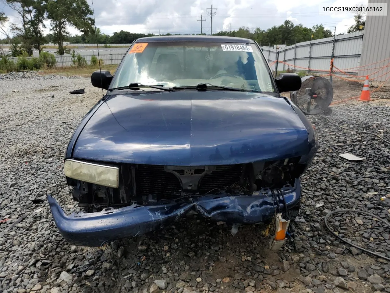 2003 Chevrolet S Truck S10 VIN: 1GCCS19X038165162 Lot: 61918484