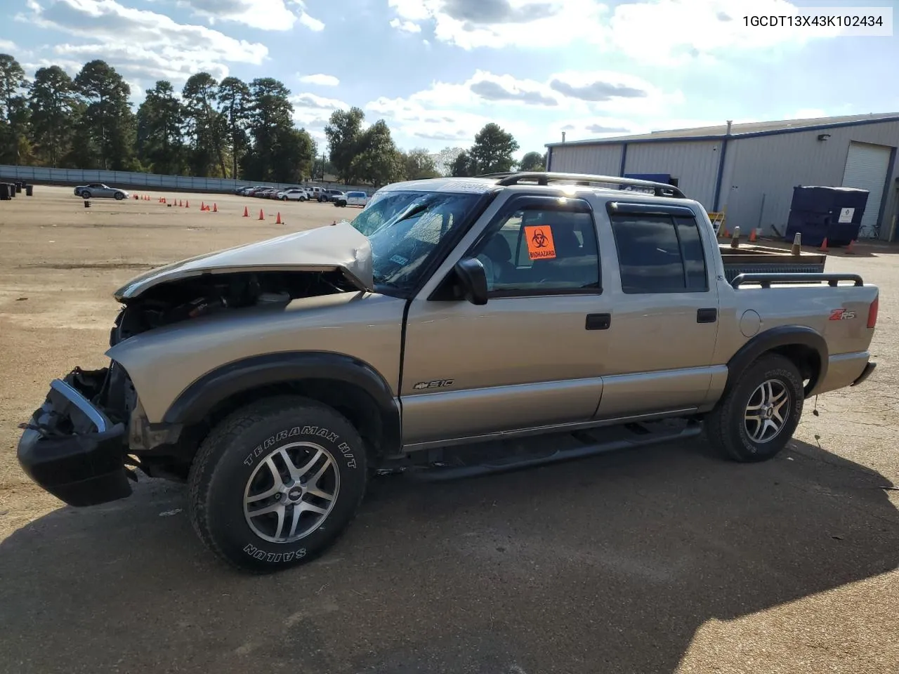 2003 Chevrolet S Truck S10 VIN: 1GCDT13X43K102434 Lot: 77745844