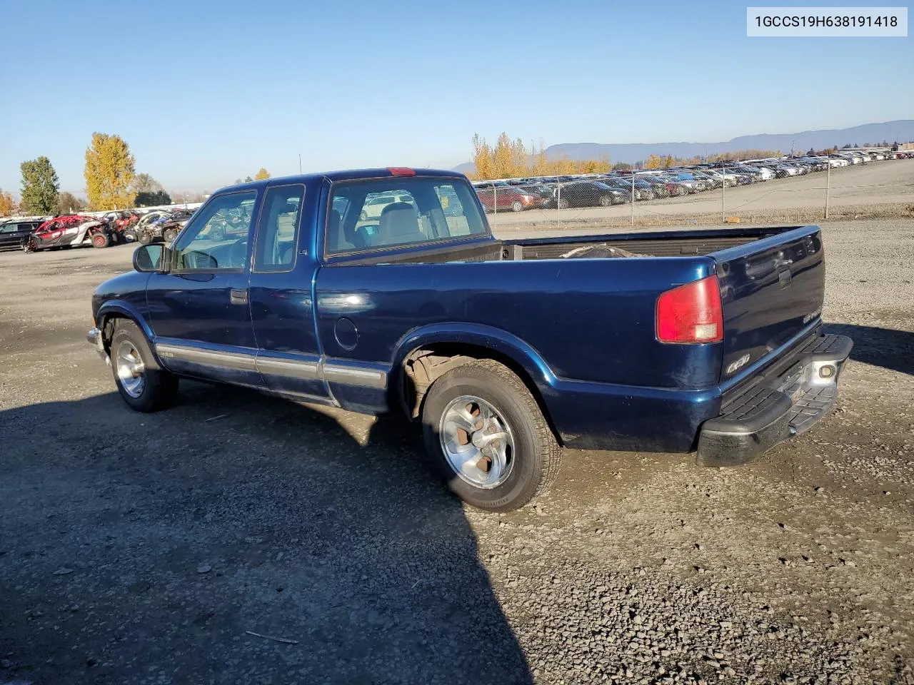 2003 Chevrolet S Truck S10 VIN: 1GCCS19H638191418 Lot: 79948244