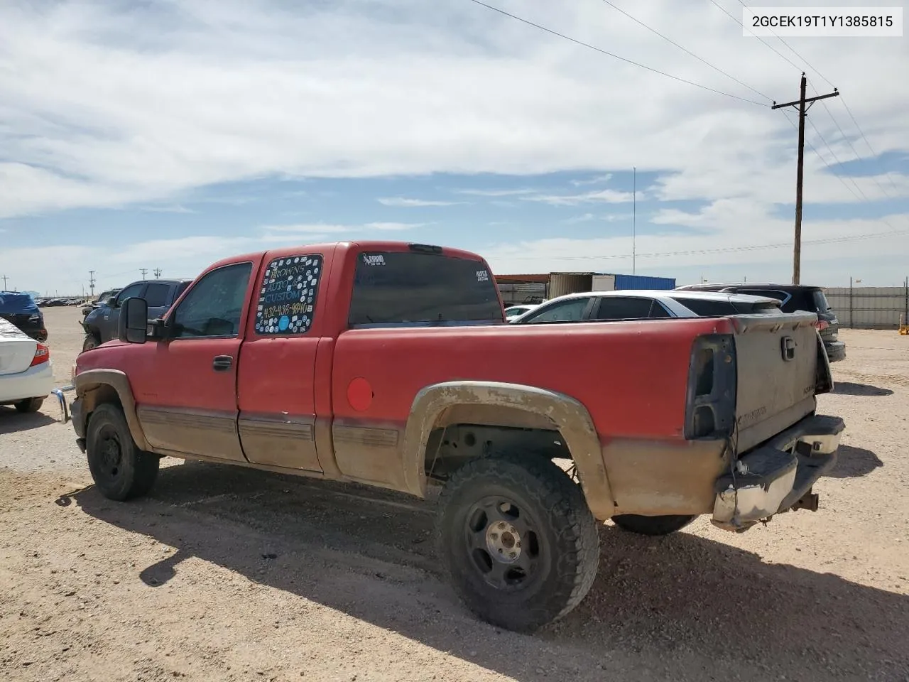 2000 Chevrolet Silverado K1500 VIN: 2GCEK19T1Y1385815 Lot: 57039604