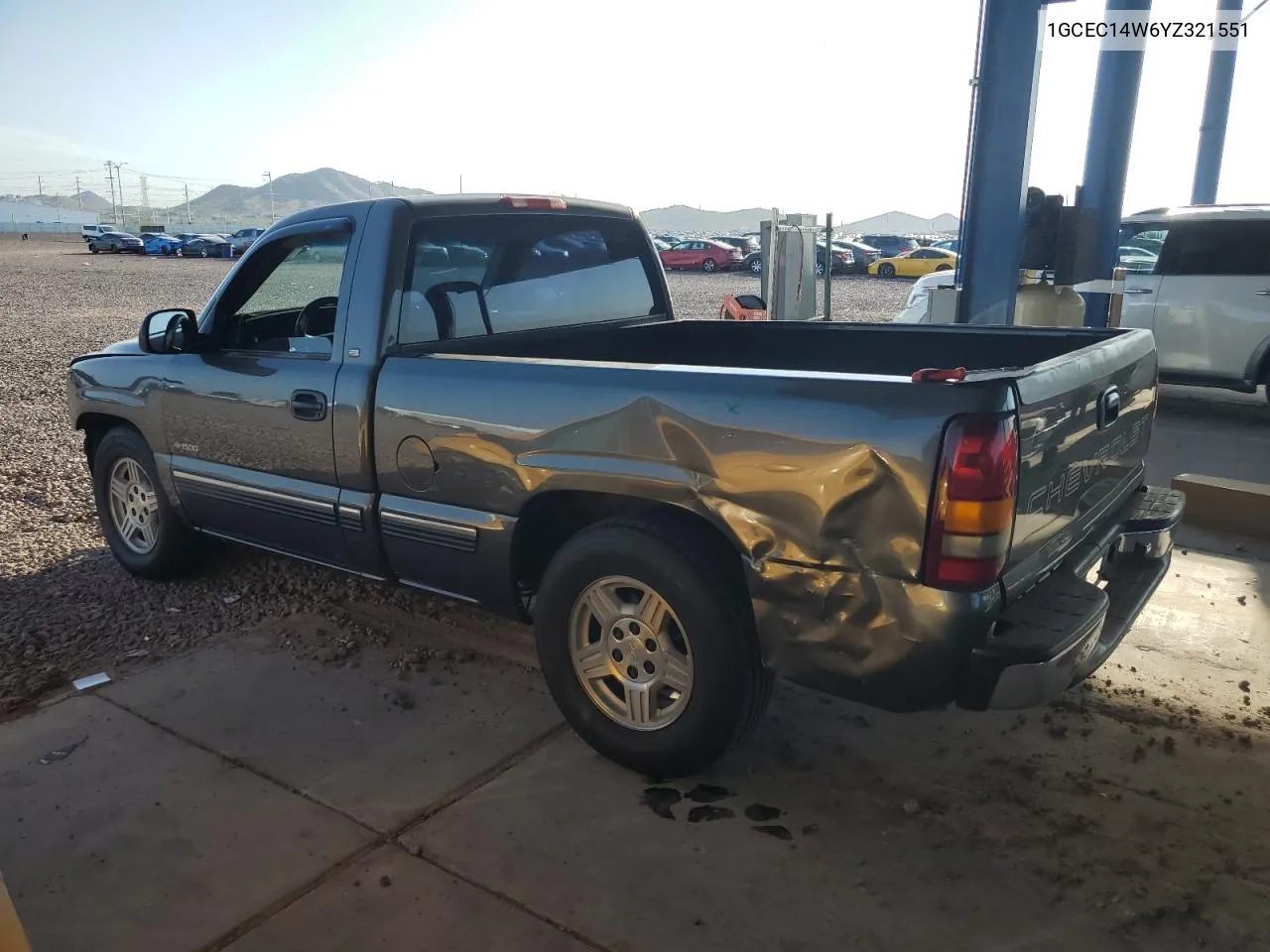 2000 Chevrolet Silverado C1500 VIN: 1GCEC14W6YZ321551 Lot: 65517944