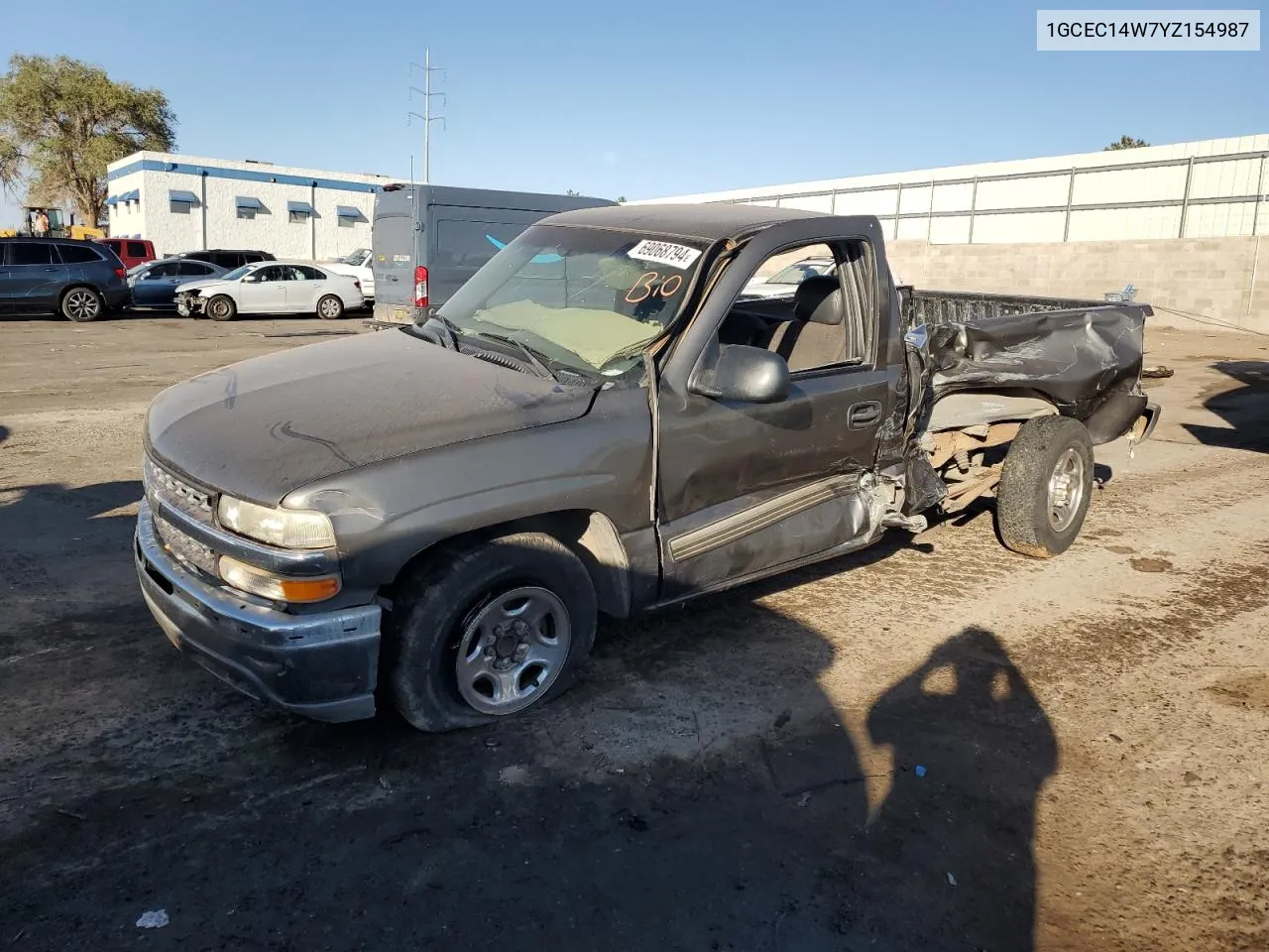 2000 Chevrolet Silverado C1500 VIN: 1GCEC14W7YZ154987 Lot: 69068794