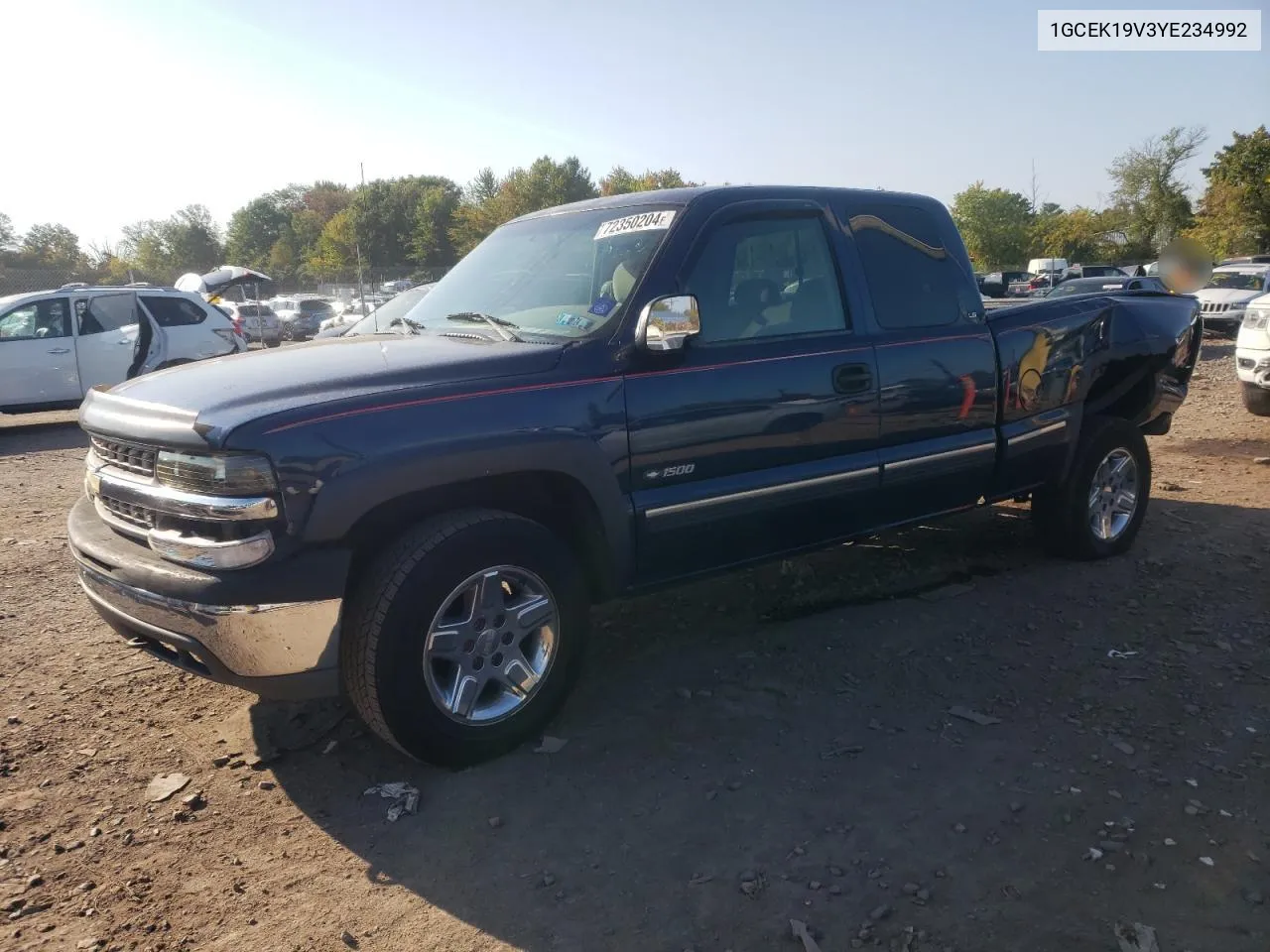 2000 Chevrolet Silverado K1500 VIN: 1GCEK19V3YE234992 Lot: 72350204